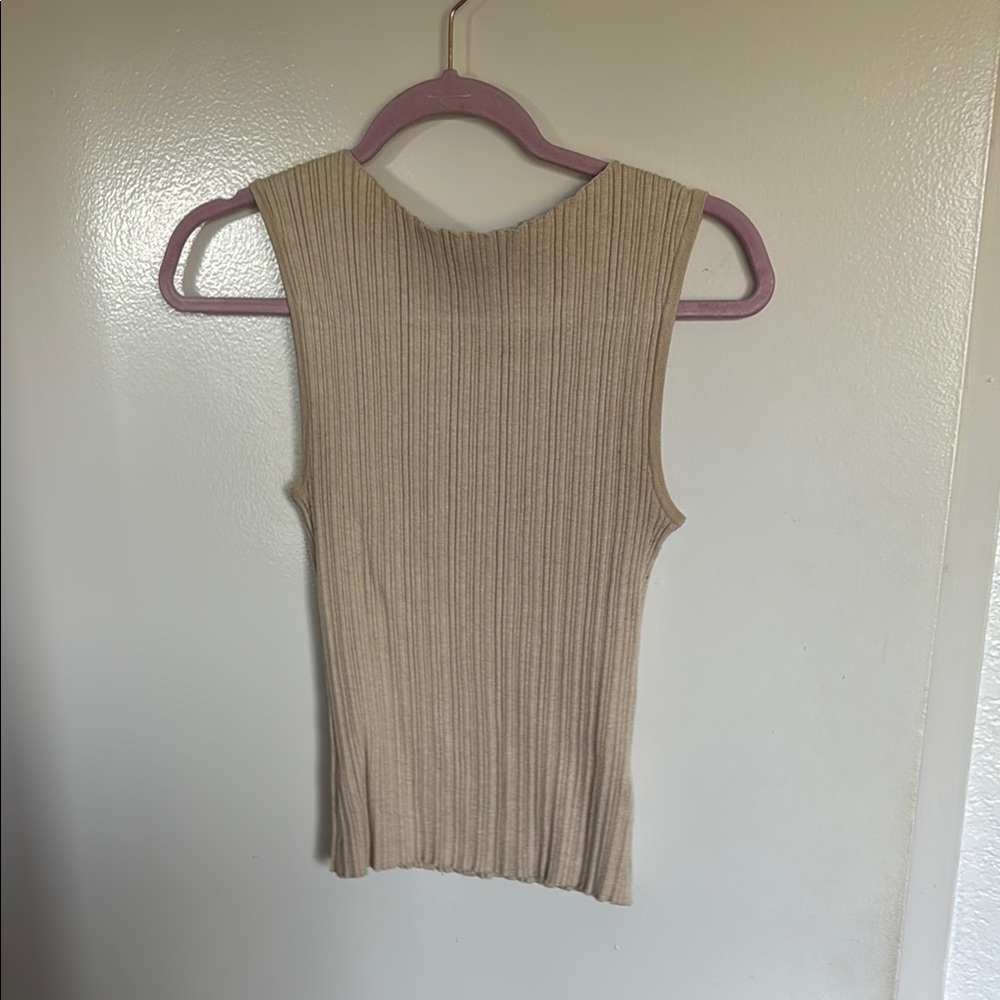 Quine Cashmere Blend Sleeveless Ribbed Top